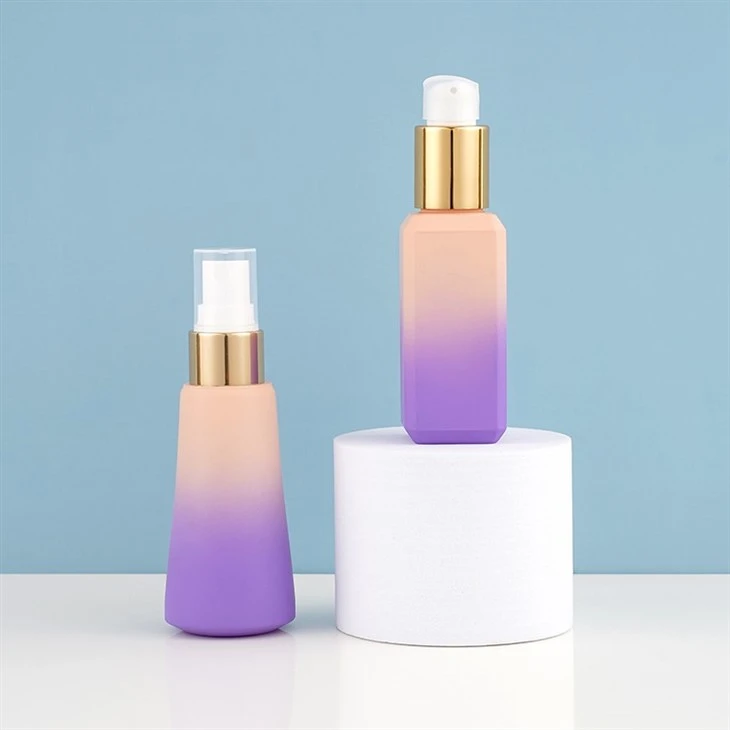 Gradient Color Printing Skincare Container Lotion Liquid Foundation Bottle With Lotion Pump